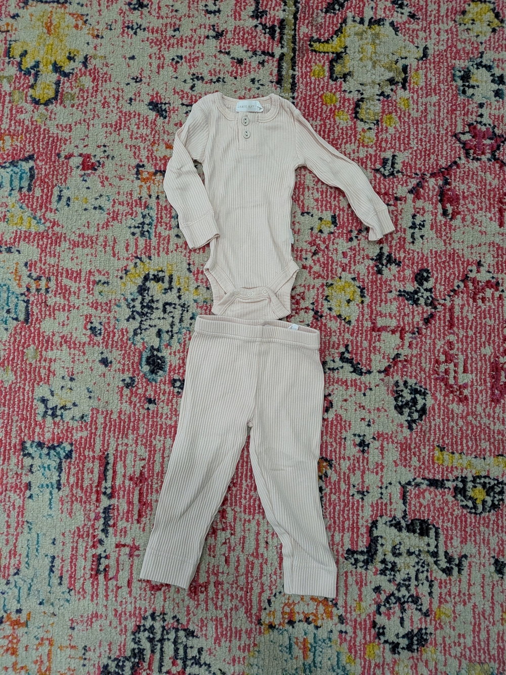 Jamie Kay Cream Ribbed Two-Piece Set